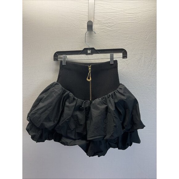 NEW with tags Aje Turner Bubble Mini‎ Skirt Black Size XXS flouncy ribbed waist - Picture 4 of 9